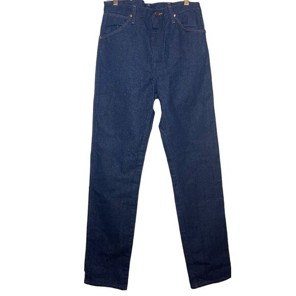 Vintage Wrangler Denim Jeans 80s Straight Leg Medium Wash 33x36 100% Cotton - Picture 1 of 11